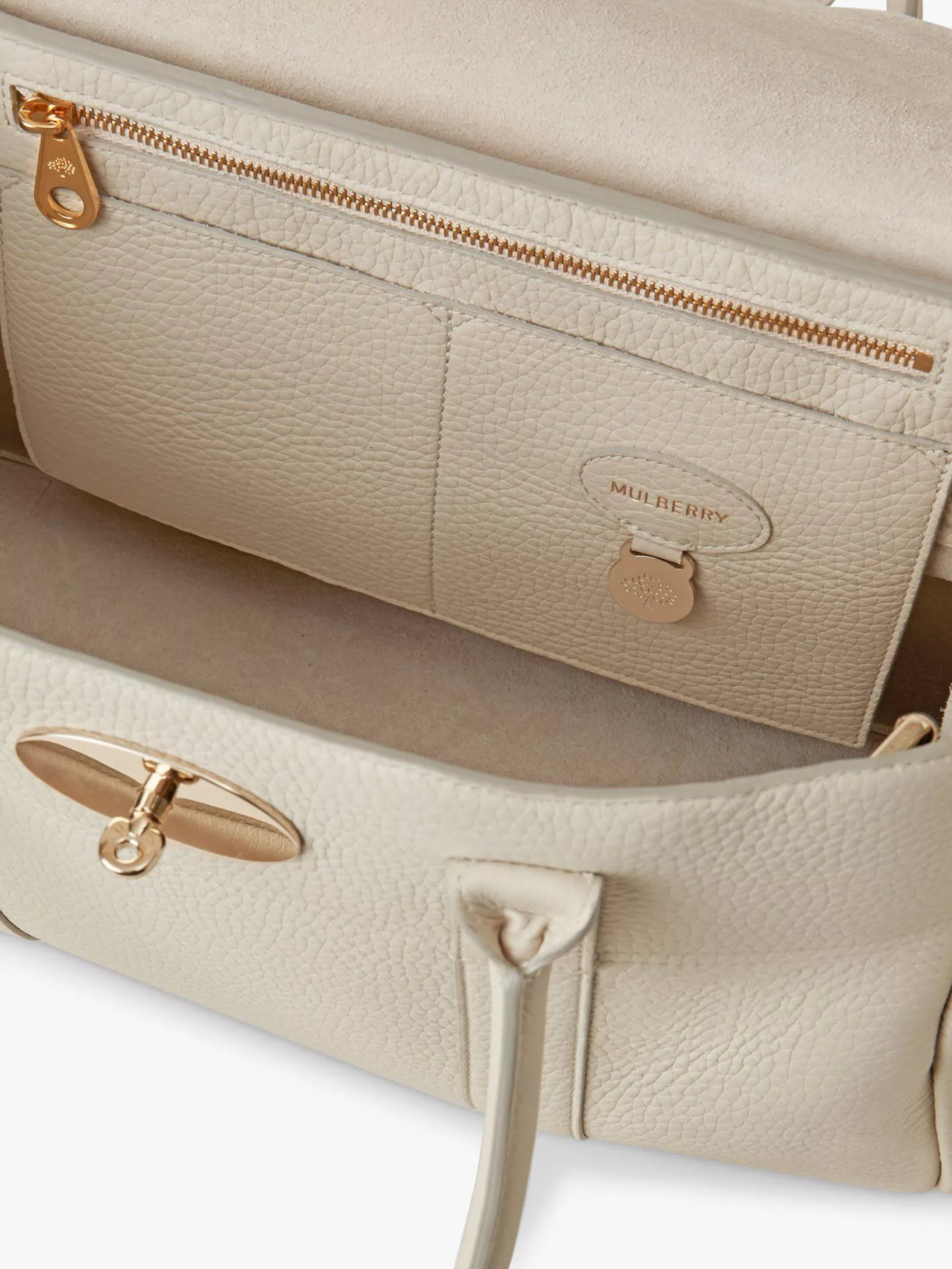 Mulberry Bayswater Heavy Grain Leather Handbag In Chalk
